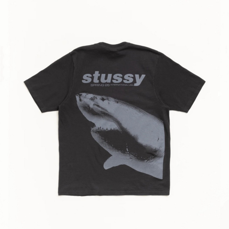 Изображение Футболка Stussy Shark Pigment Dyed 'Faded Black'