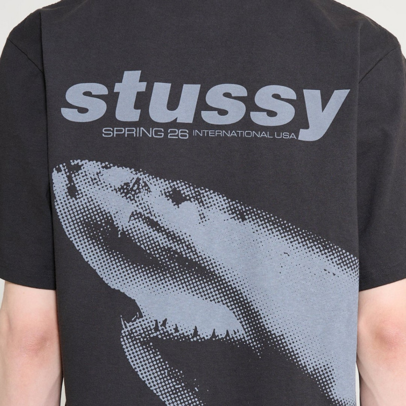 Изображение Футболка Stussy Shark Pigment Dyed 'Faded Black'