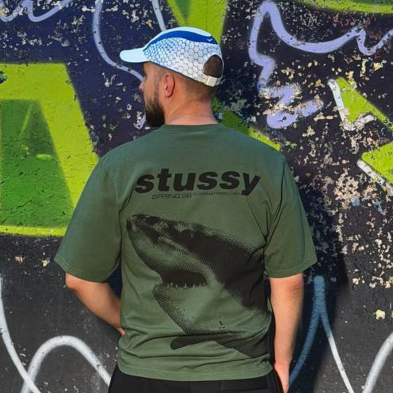 Изображение Футболка Stussy Shark Tee Pigment Dyed 'Green'